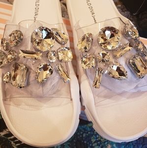 White Bling Sandals